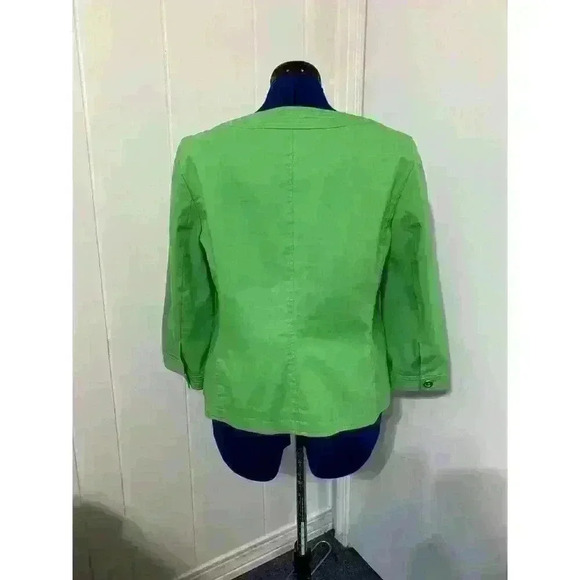 Talbots Lime Green Cotton One Button Women's Blazer Size 16 Career - Picture 3 of 9